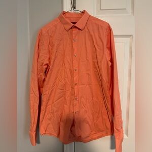 Alfani Orange Casual Button Down Shirt with Classic Collar